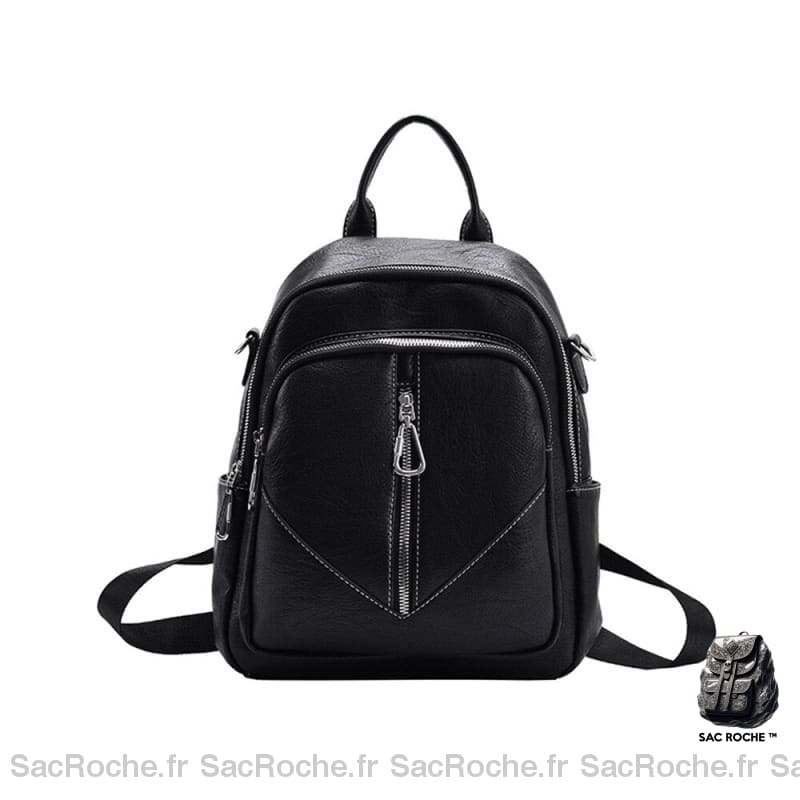 Mini Sac À Dos Cuir Authentique Noir Petit Femme
