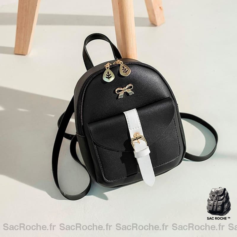 Mini sac à dos en cuir bijoux dorés - Noir - Sac à main Sac à dos