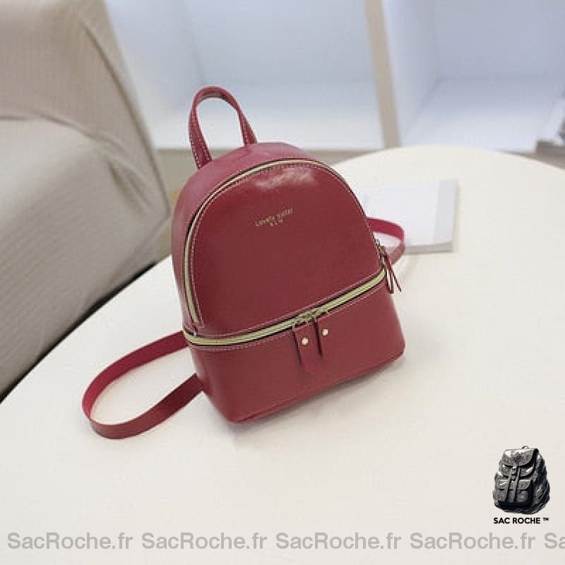 Mini Sac À Dos Cuir Femme Rouge Petit Sac Dos Femme