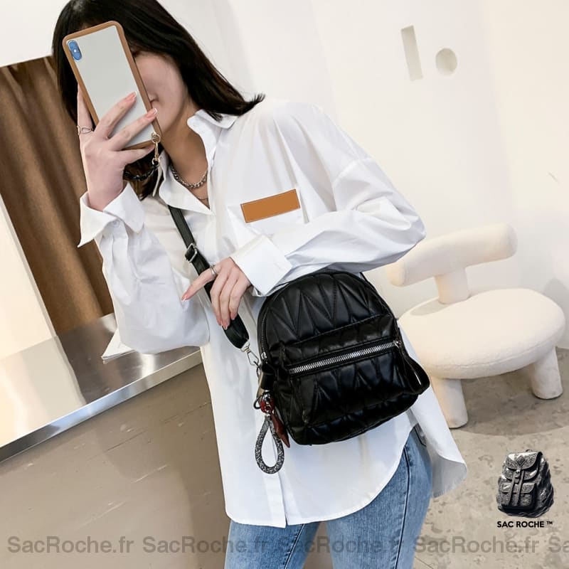 Mini Sac À Dos Cuir Imitation Bandoulière Petit Sac Dos Femme