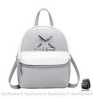 Mini sac à dos femme cuir PU - modèle Gris - Sac Roche ™