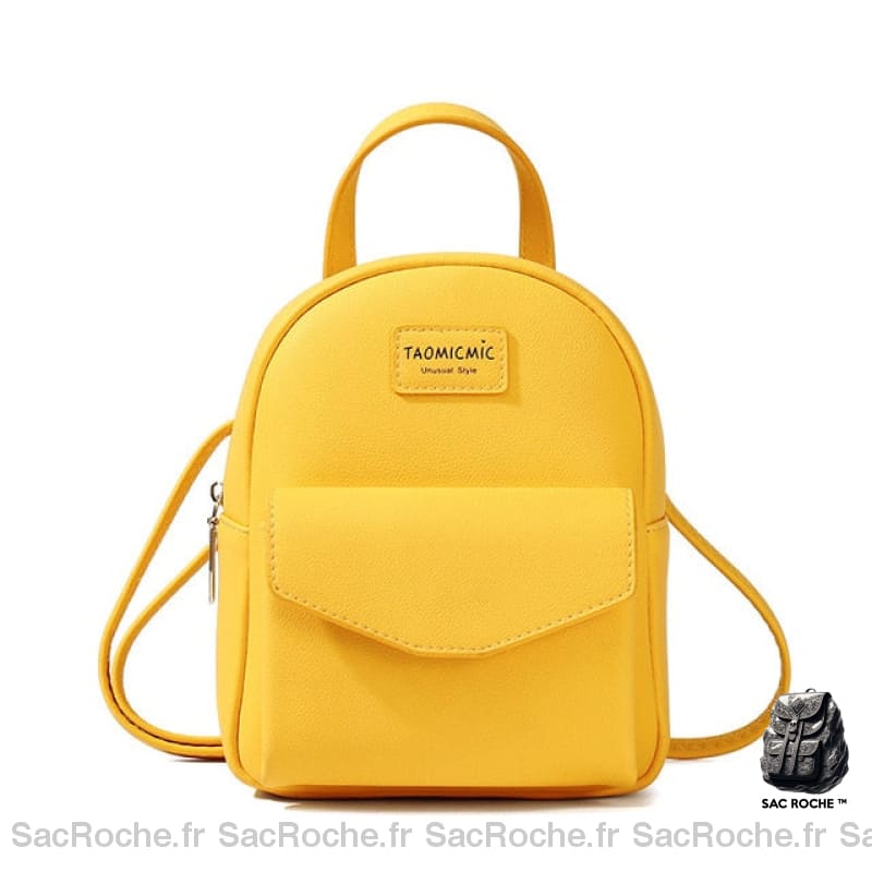 Sac à dos femme petit format similicuir vegan - Jaune - Sac à dos fille Sac à dos