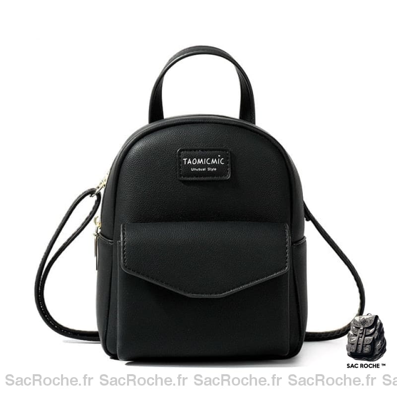 Sac à dos femme petit format similicuir vegan - Noir - Sac à main Sac à dos