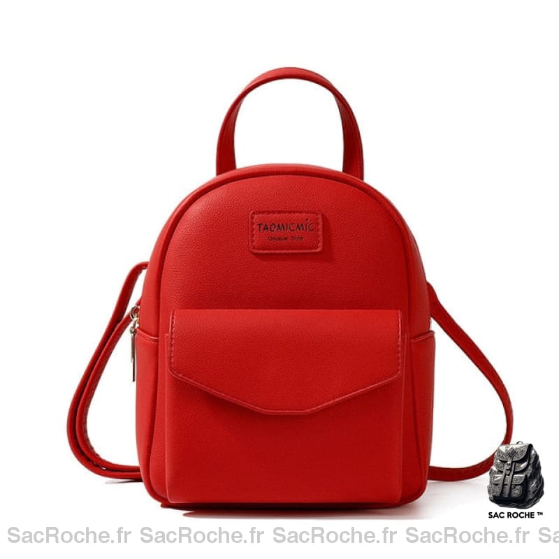 Sac à dos femme petit format similicuir vegan - Rouge - Sac à main Sac à dos scolaire