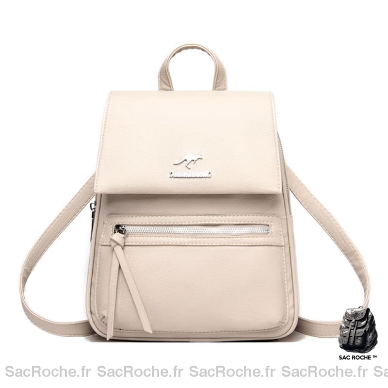 Mini Sac À Dos Femme Grainé Grande Capacité Beige Petit Sac Dos Femme