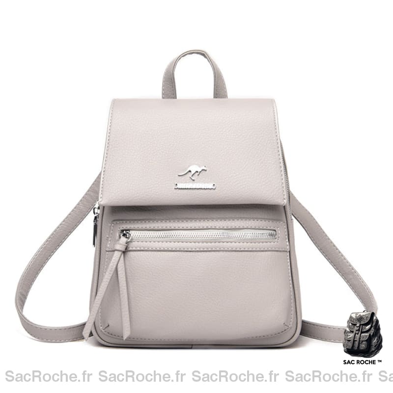 Mini Sac À Dos Femme Grainé Grande Capacité Gris Petit Sac Dos Femme