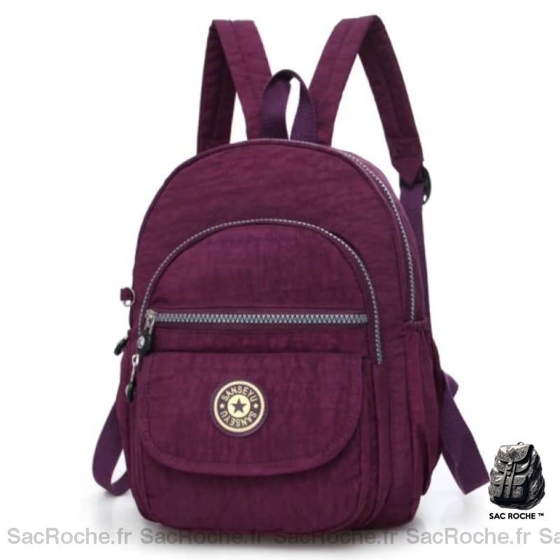 Mini sac à dos femme étanche couleur unie - Violet - Sac à dos Sac à dos scolaire