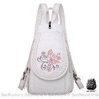 Mini Sac à Dos Fleurs Femme - modèle Blanc - Sac Roche ™