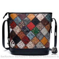 Patchwork en Cuir Véritable - Sac Bandoulière Femme - Sac Roche ™