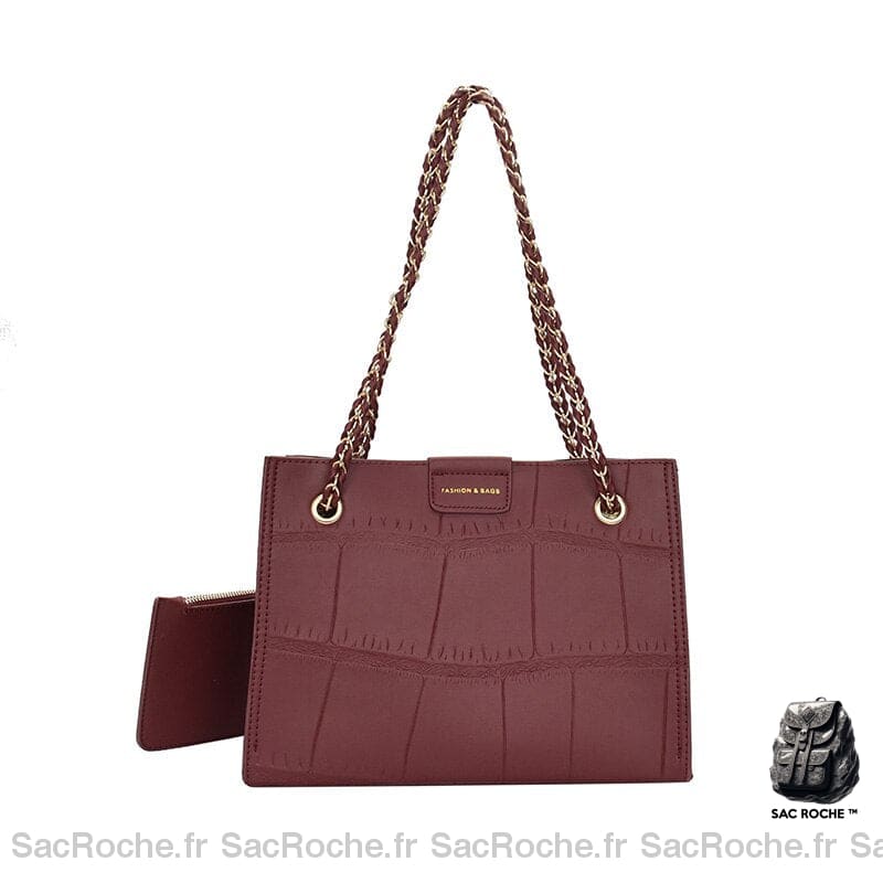 Petit Sac Cuir Femme Tendance Rouge À Main