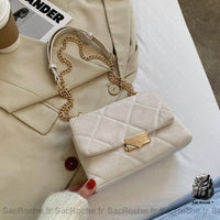 Petit Sac Femme Velours Bandoulière - modèle Blanc - Sac Roche ™