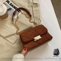 Petit Sac Femme Velours Bandoulière - modèle Marron - Sac Roche ™