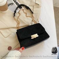 Petit Sac Femme Velours Bandoulière - modèle Noir - Sac Roche ™