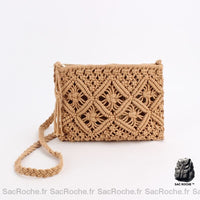 Pochette Bandoulière Tissée Main avec Pompon - modèle Marron - Sac Roche ™