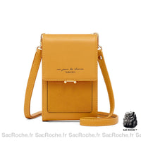 Pochette Cuir Vintage Pour Femme Jaune Pochette