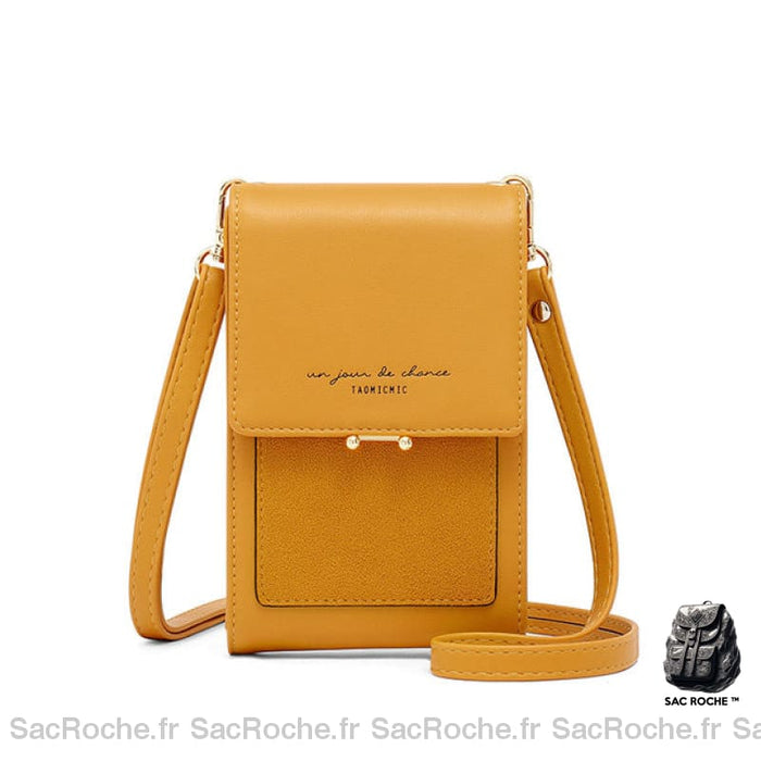 Pochette Cuir Vintage Pour Femme Jaune Pochette