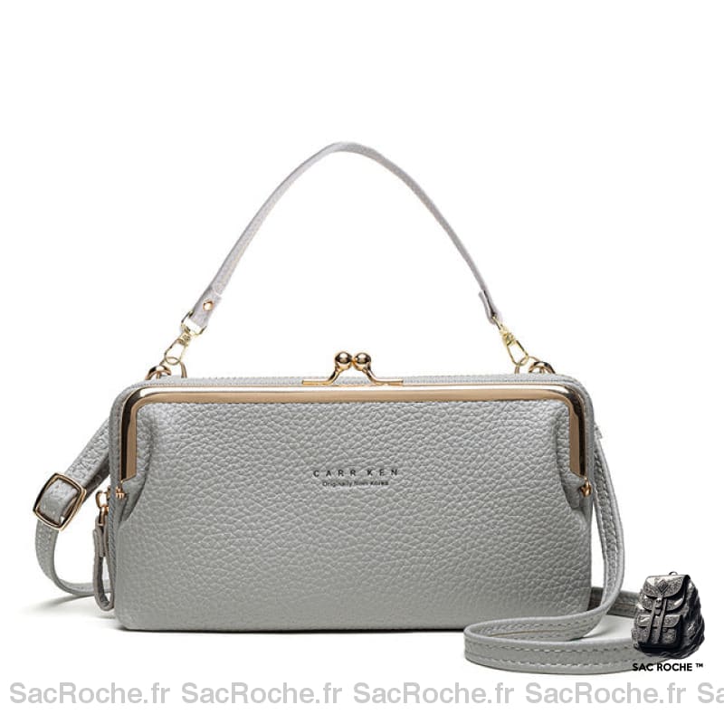 Pochette Luxe Femme Multifonctions Porte Monnaie Gris Pochette Femme