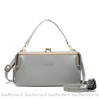Pochette Luxe Femme Multifonctions Porte Monnaie - modèle Gris - Sac Roche ™