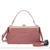 Pochette Luxe Femme Multifonctions Porte Monnaie - modèle Rose foncé - Sac Roche ™