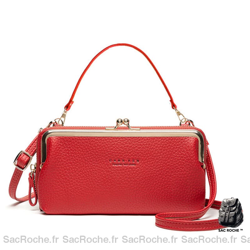 Pochette Luxe Femme Multifonctions Porte Monnaie Rouge Pochette Femme