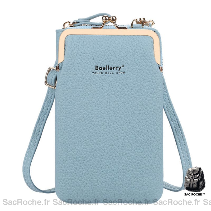 Pochette Portefeuille Simili Cuir Élégante Bleu Pochette Femme