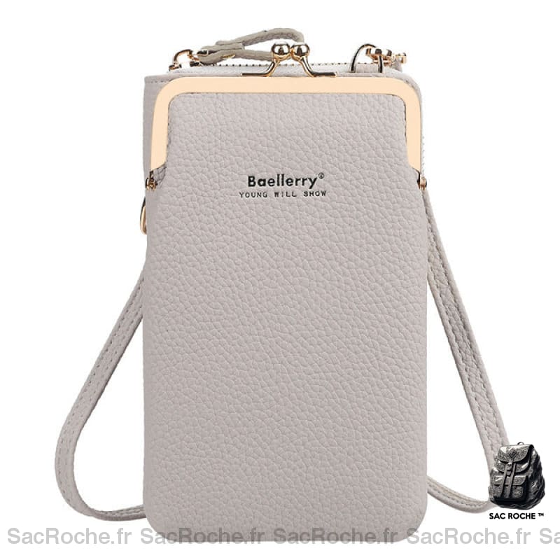 Pochette Portefeuille Simili Cuir Élégante Gris Pochette Femme