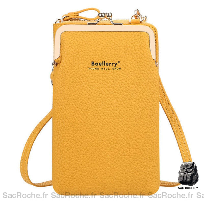 Pochette Portefeuille Simili Cuir Élégante Jaune Pochette Femme