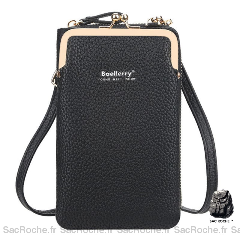 Pochette Portefeuille Simili Cuir Élégante Noir Pochette Femme