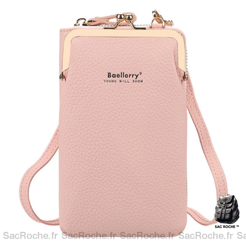 Pochette Portefeuille Simili Cuir Élégante Rose Pochette Femme