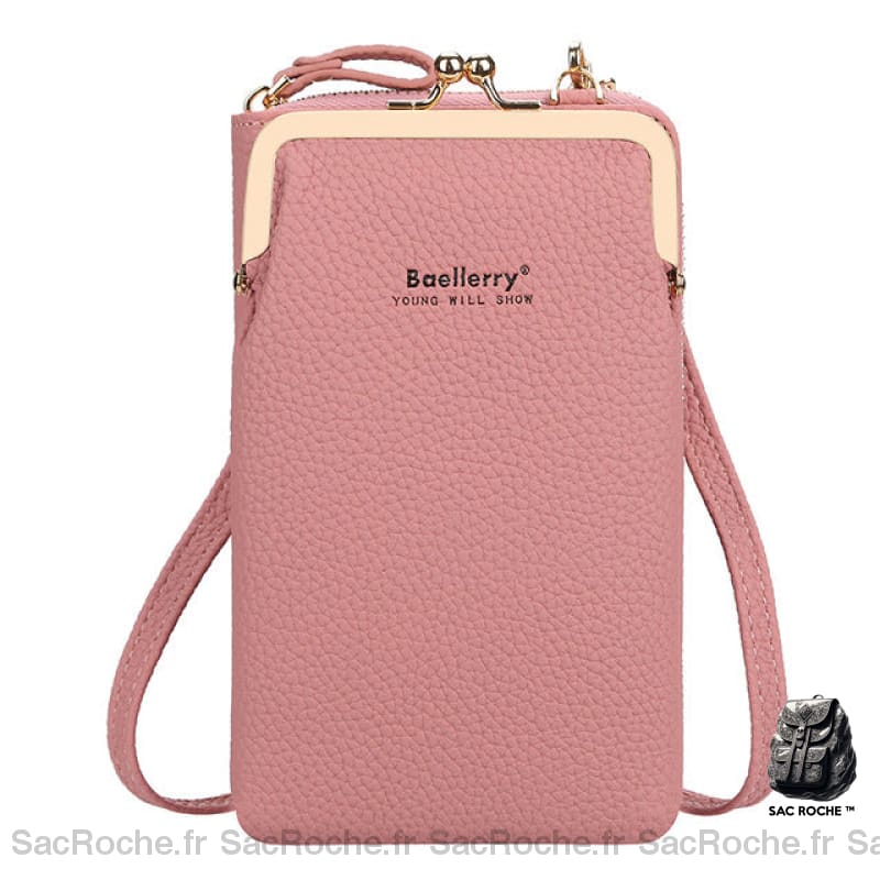 Pochette Portefeuille Simili Cuir Élégante Rose Foncé Pochette Femme