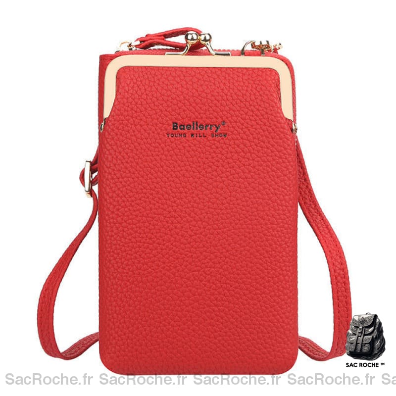 Pochette Portefeuille Simili Cuir Élégante Rouge Pochette Femme