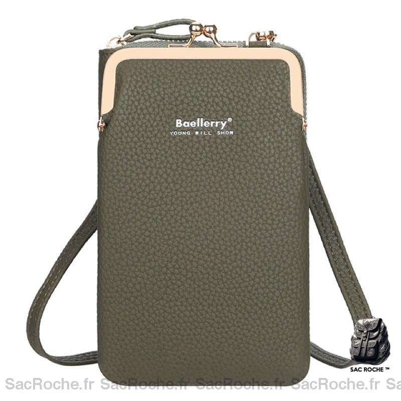 Pochette Portefeuille Simili Cuir Élégante Vert Pochette Femme