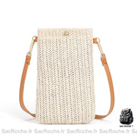 Pochette Téléphone en Paille Bandoulière Mini - modèle Blanc - Sac Roche ™