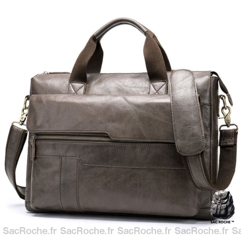 Porte-Documents Cuir Ordinateur 14 - Bandoulière Ajustable Marron Sacoches Ordinateur