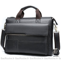 Porte-Documents Cuir Ordinateur 14'' - Bandoulière Ajustable - modèle Noir - Sac Roche ™