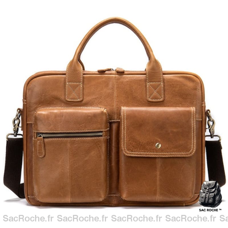 Porte-Documents En Cuir 15 Rétro - Ordinateur Marron Clair Sacoches Ordinateur