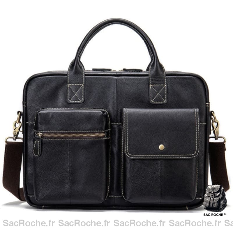 Porte-Documents En Cuir 15 Rétro - Ordinateur Noir Sacoches Ordinateur