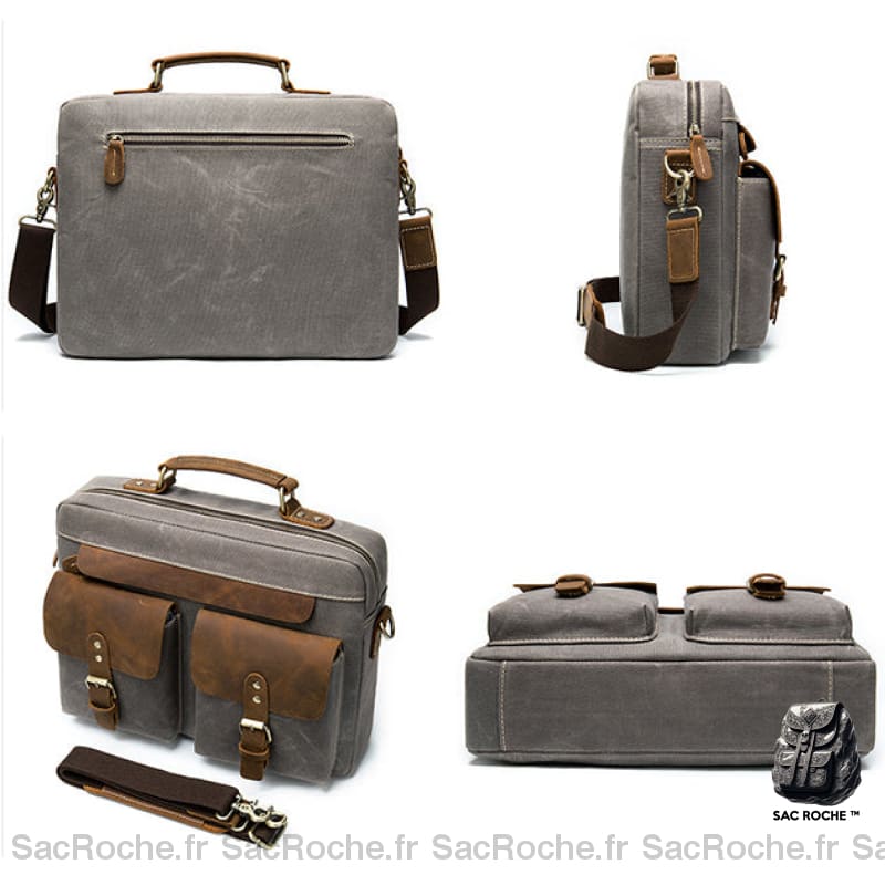Porte-Documents Toile Cuir 14 Rétro Sacoches Ordinateur