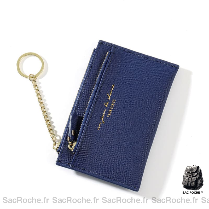Porte-Monnaie Cuir Femme Cartes Incluses Bleu Foncé Portefeuille