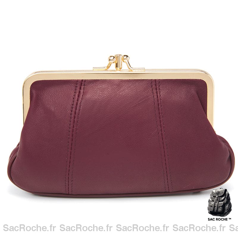 Porte Monnaie Femme Cuir Véritable Luxe Bordeaux Portefeuille