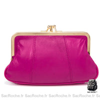 Porte monnaie femme cuir véritable luxe - modèle Fuchsia - Sac Roche ™