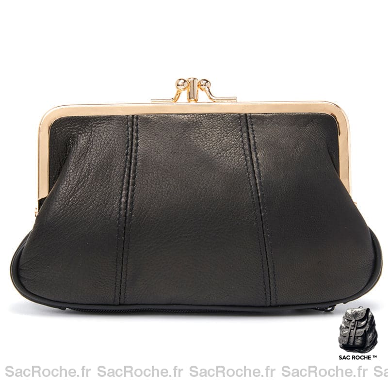 Porte Monnaie Femme Cuir Véritable Luxe Noir Portefeuille