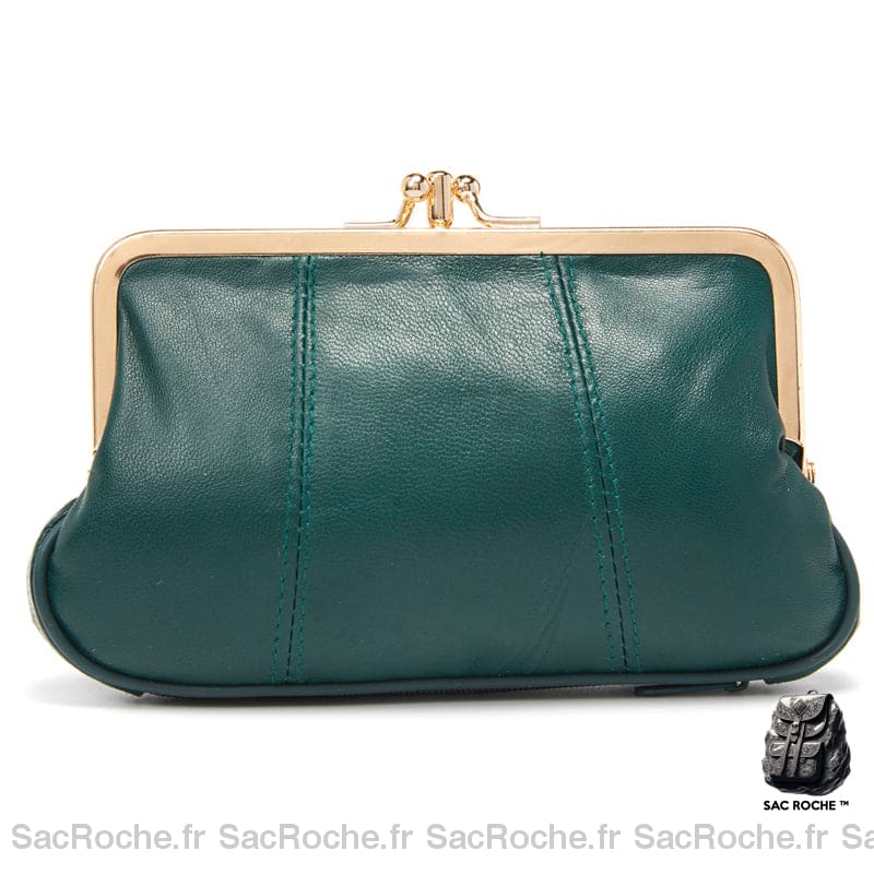 Porte Monnaie Femme Cuir Véritable Luxe Vert Portefeuille