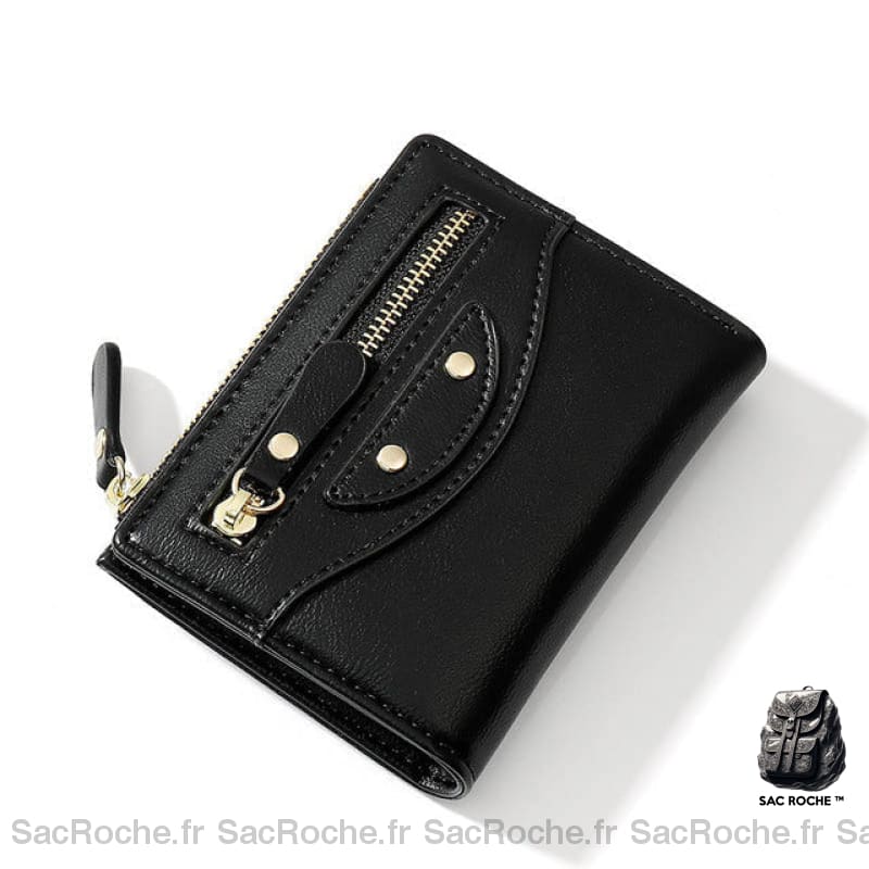 Portefeuille Cuir Femme Compact Noir Portefeuille Femme