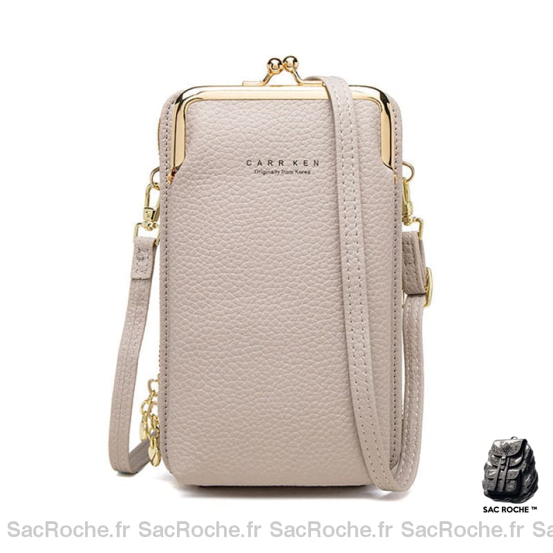 Portefeuille Femme 2 En 1 Gris Pochette