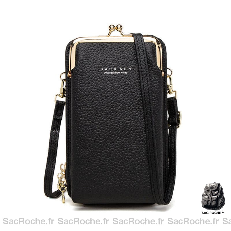 Portefeuille Femme 2 En 1 Noir Pochette