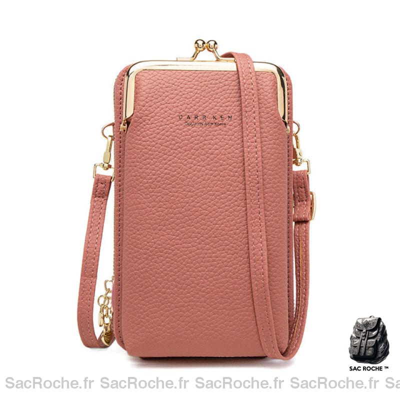 Portefeuille Femme 2 En 1 Rose Foncé Pochette