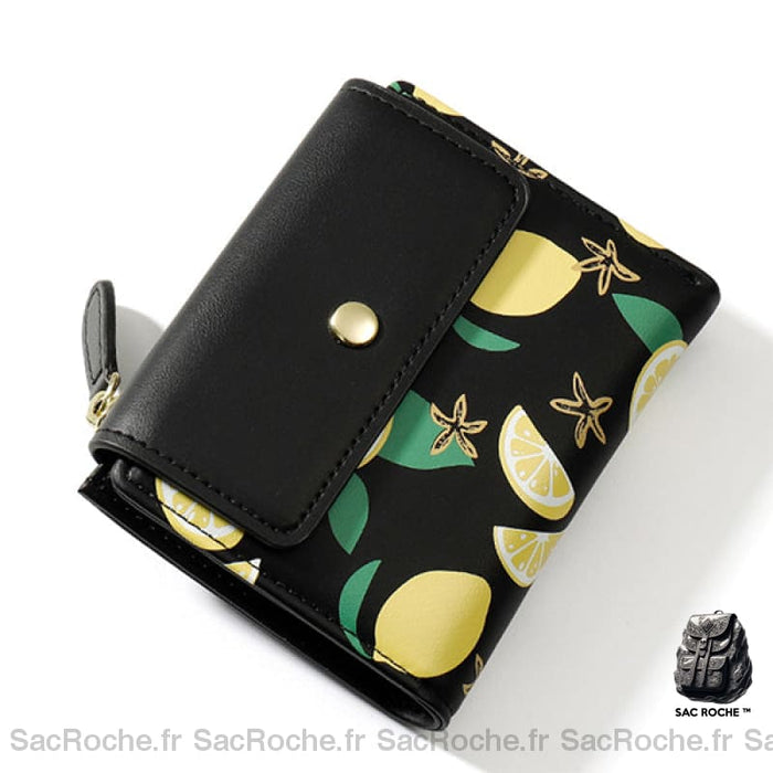 Portefeuille Femme Cuir Fruité Original Noir Portefeuille Femme
