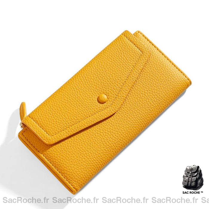 Portefeuille Femme Cuir Grainé Original Jaune Portefeuille Femme