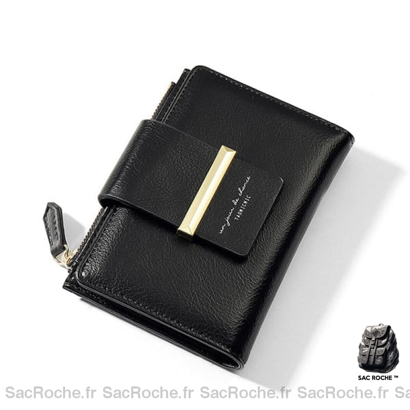 Portefeuille Femme En Simili Cuir - 2 Volets Noir Portefeuille